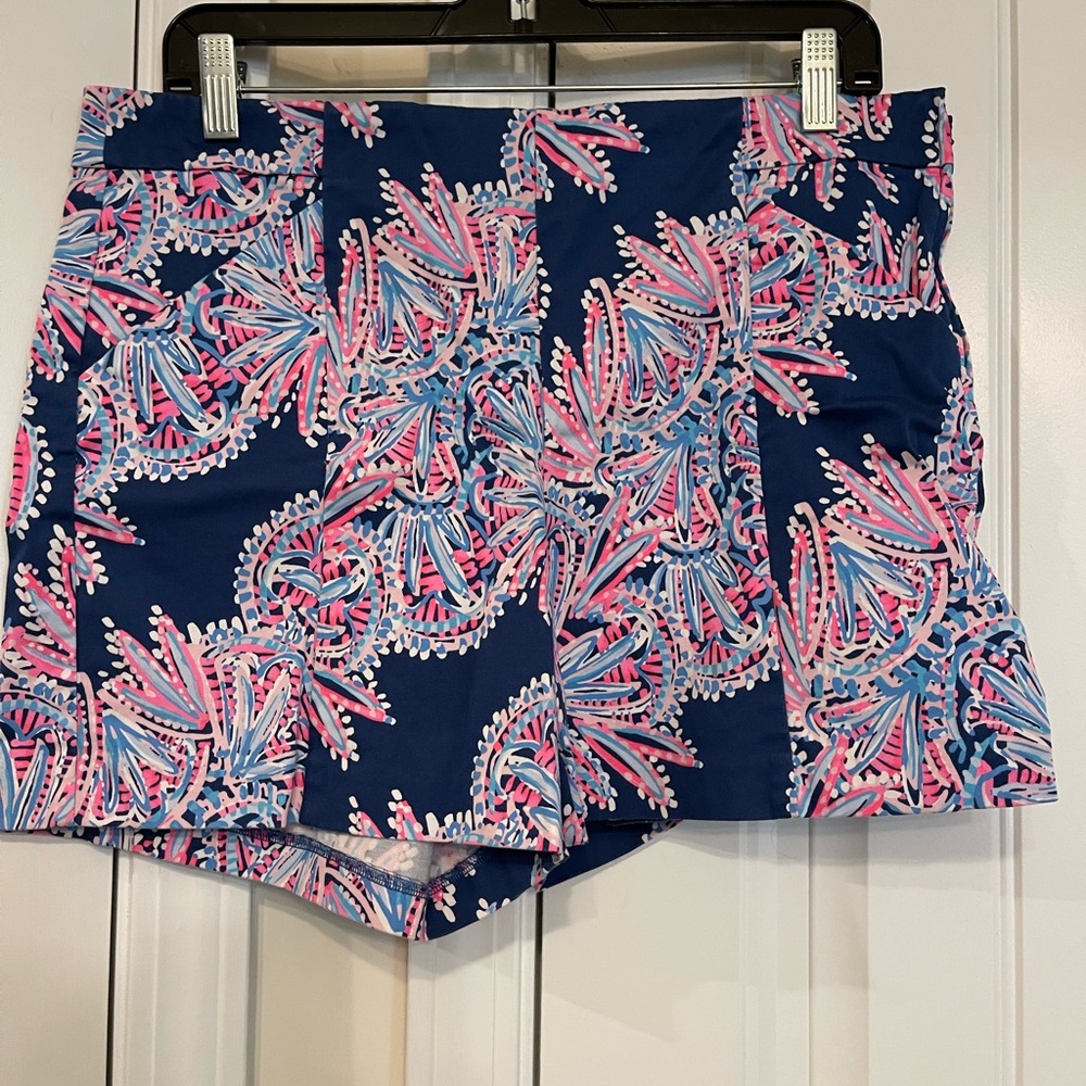 Lilly Pulitzer Bermuda Shorts Blue and Pink Tropical Print